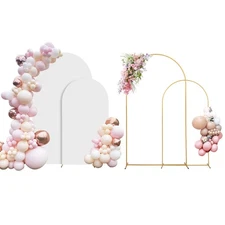 Arch Backdrop Stand Set of 2 With Cover (7.2FT+6FT) Gold Metal Wedding Arch B...