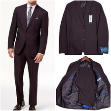 Kenneth Cole Reaction Men Wine Jacket Pants 2 Pc Suit Size 36R Jacket 29/32 New