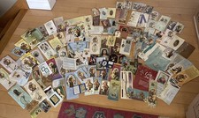 VTG Catholic Devotional Lot Holy Prayer Cards Rosaries Medals Pins Saints Charms