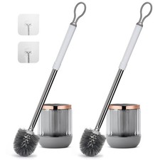 Toilet Bowl Brush and Holder 2 Pack Long Handle Toilet Brush for Bathroom wit...