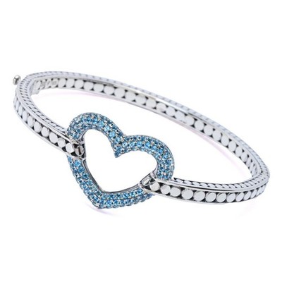Kunsthandwerk Silber von Samuel B. Armreif Armband Edelstein Herz zur Auswahl