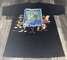 Vintage Bugs Bunny Marvin Martian Looney Tunes Tee Shirt USA Made S/M 90s
