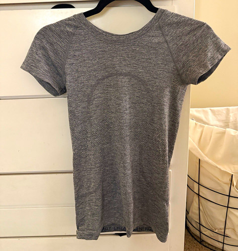 Women's Gray Crew Neck Raglan Short Sleeve Stretch Knit Slim Fit T-Shirt S