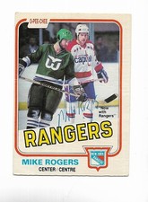 1981-82 OPC:#127 Mike Rogers,Rangers (AUTOGRAPHED)