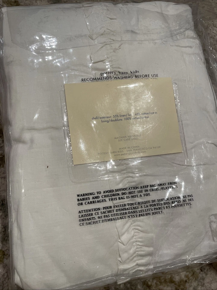 Funda nórdica Pottery Barn Kids con volantes blanca clara crema completa/Qn algodón lino Foto 3 de 4