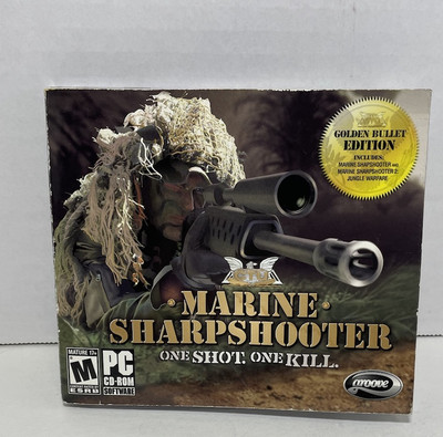 Marine Sharpshooter 1 Shot 1 Kill Game PC CD-ROM 2 Discs Golden Bullet Edition