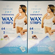 Erishare Face & Body Wax Strips, Waxing Kit, Bikini Area 64 strips x 2 PACK