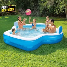 Elegant Family Pool 10 Feet Long 2 Inflatable Seats with Backrests New Version