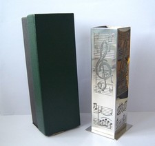 Vintage English pewter bud vase - music notes style - Boxed excellent condition
