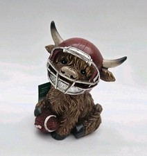Hobby Lobby Highland Cow Football Player Fall 3.75" Left Resin Figurine