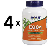 4 X Now Foods Egcg Green Tea Extract, 400Mg - 180 Vcaps (111,04 Eur/Kg)