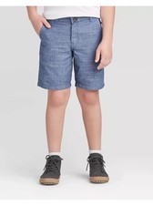 Boys Blue Chambray Flat Front Shorts Adjustable Waist Cat  Jack Size 6