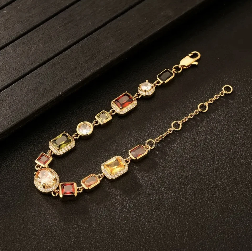 10mm Multi Gemstone Bracelet - Gold, Up To 8.5” - Image 2 of 3