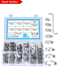 Assorted 100 Pcs Hose Clips with Screwdriver - 8-44mm Stainless Steel Master Set