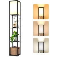 Stehlampe Mit Holzregal, Stehlampe Wohnzimmer 3 Farbtemperaturen, Stehlampe 1,62