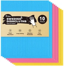 Swedish Dish Cloth, 10PK, Swedish Dishcloths for Kitchen, Reusable Paper  7"x6"
