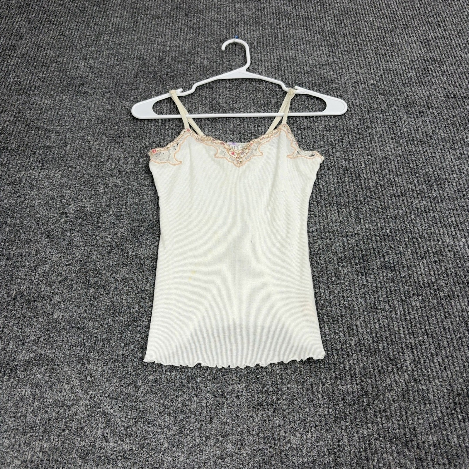 Intimately Free People Tank Top Women S White Cotton Modal Lace Trim Cami Boho