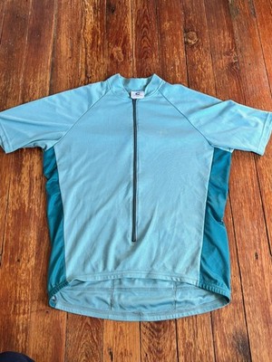Cannondale Men's Light Blue Teal Cycling Jersey L Short Sleeve 1/4 Zip Pockets