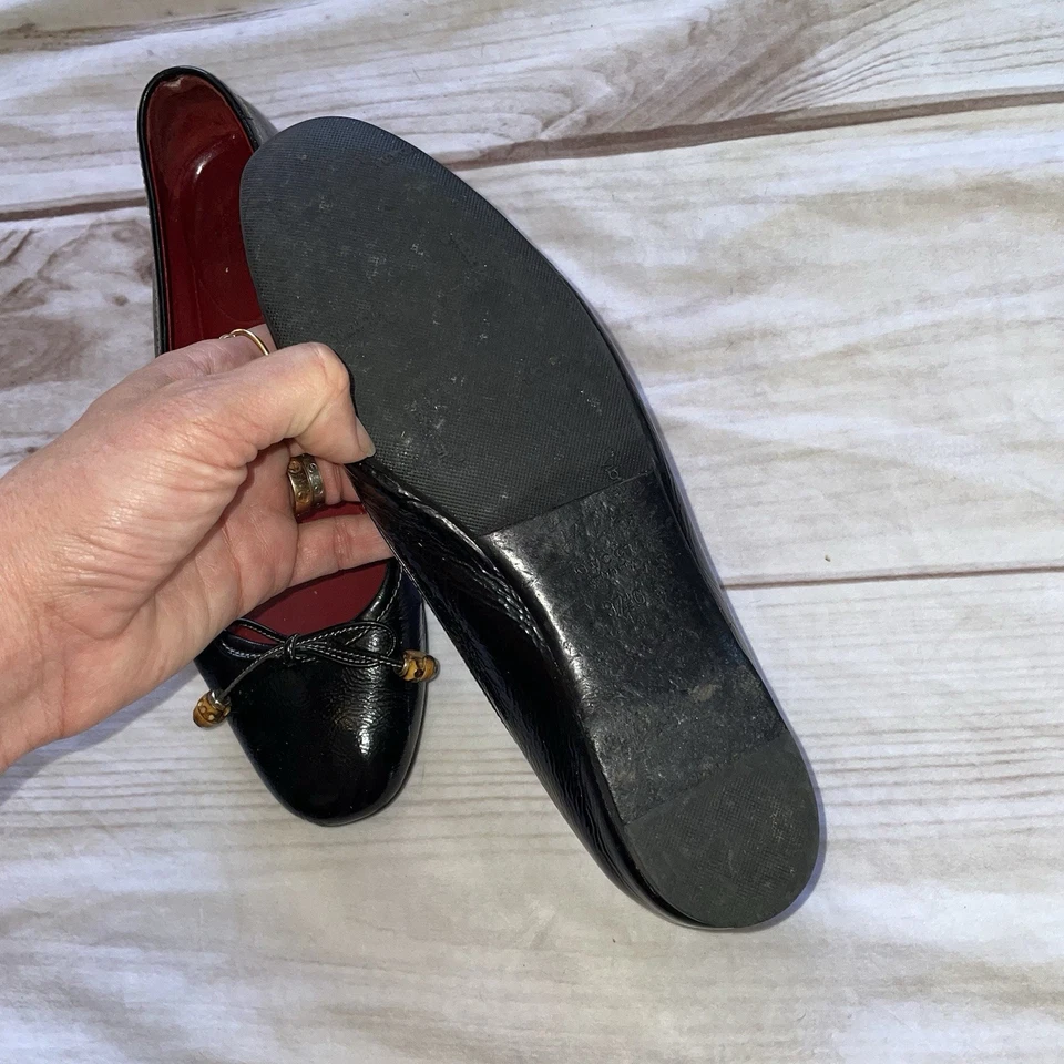 Pisos de ballet negros Gucci con corbatas de bambú 37,5 Foto 4 de 4