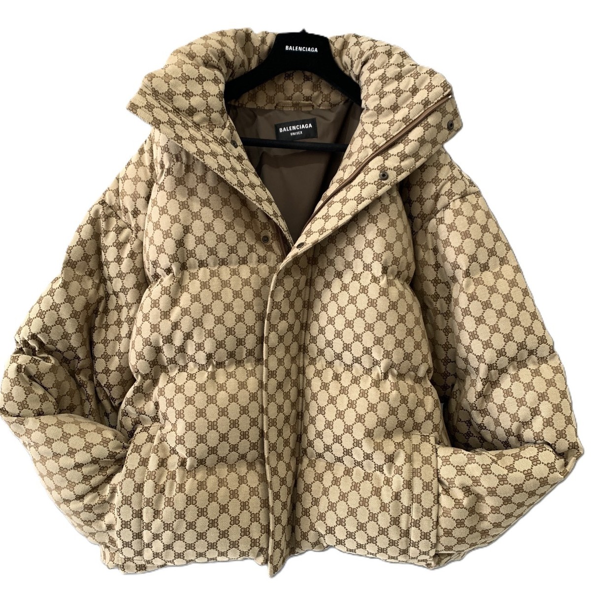 Balenciaga x Gucci The Hacker Project BB Puffer Jacket Beige