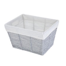 Large Gray Braided Paper Rope Storage Basket with Removable Liner 16x9.7x13.4