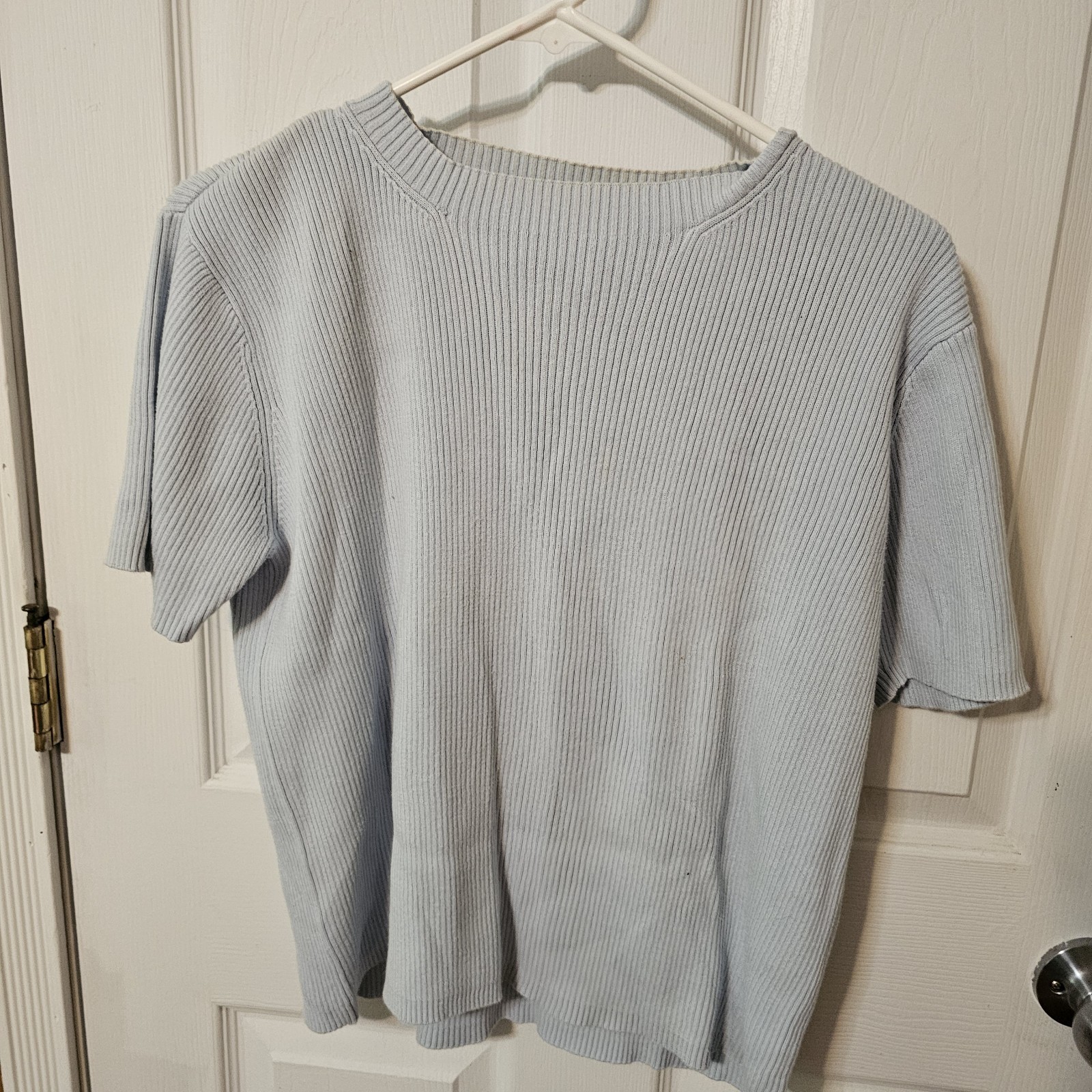 Liz Claiborne Sweater Ribbed Short  Sleeve Woman's L Vintage Lizsport Hong Kong
