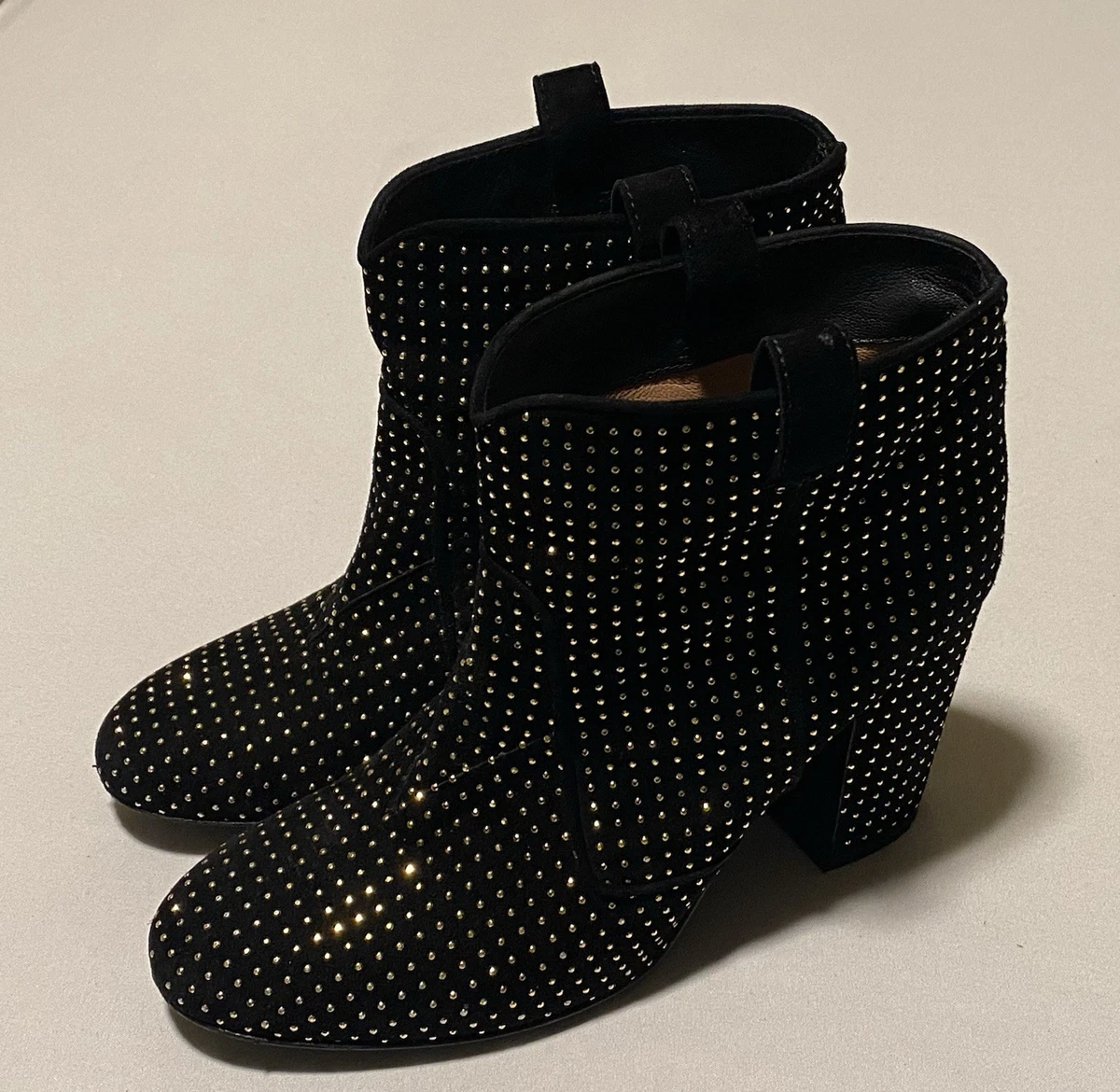 Bottines Montantes Style Rétro De Chez Laurence Dacade - Cuir Suédé Kaki Vert - Taille 39 (US 9) - Talon Haut 3 à 4 Pouces - Fabriqué En Italie