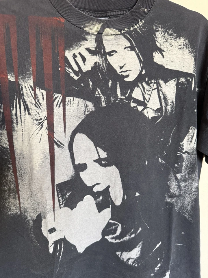 Vintage Marilyn Manson T-Shirt Double Sided Grey Size Medium - Image 2 of 4