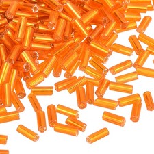 1300Pcs Glass Bugle Beads 4x1.7mm Loose Bead Orange