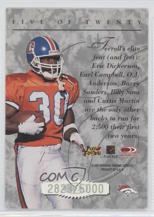1997 Donruss Elite Series /5000 Terrell Davis #5 HOF - Image 2 of 2