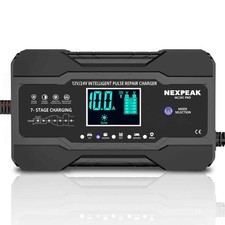 Cargador de Bater a Inteligente 10A 12V/24V Carro Cami n Moto Bote Reparador AGM