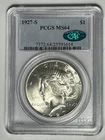 1927 S  PEACE DOLLAR PCGS MS 64 CAC / SHARP WHITE COIN