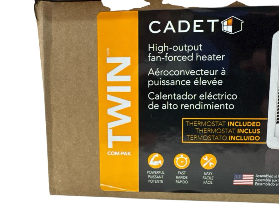 Calentador de pared eléctrico doble Cadet Com-Pak 13650 BTU con termostato CSTC402TW Foto 3 de 4