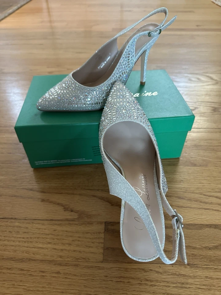 Lauren Lorraine Rachel Women's Size 8 Rhinestone Slingback Heels Pumps NEW - Image 3 of 4