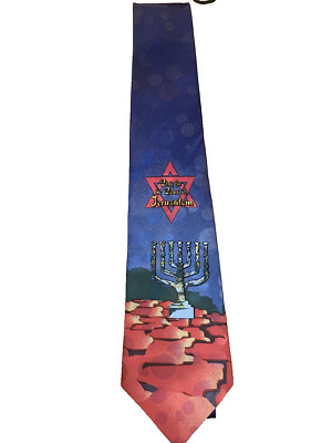 Vintage A.Rogers Tie Pray For The Peace Of Jerusalem - Jewish Star Necktie