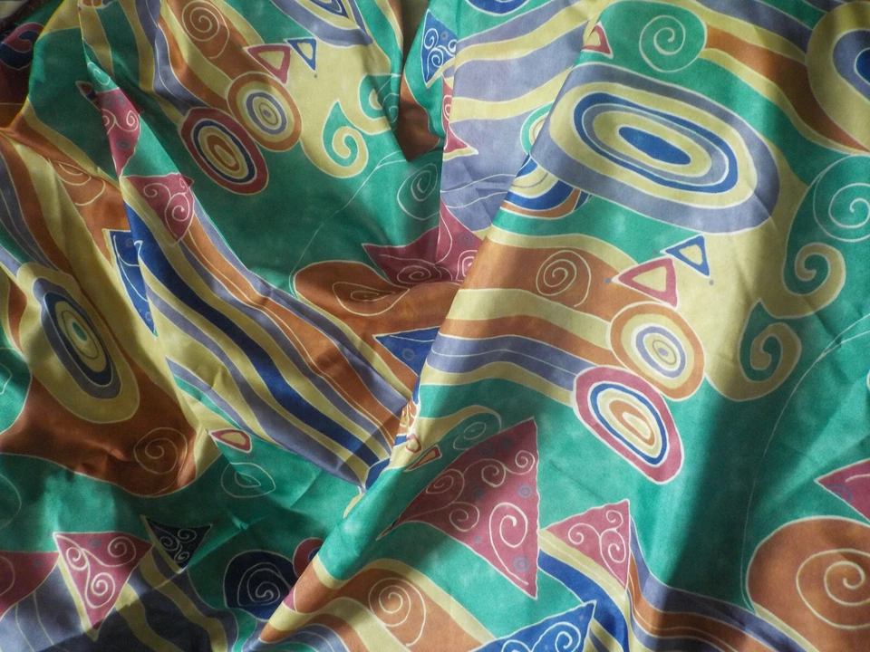 6 Yards 64 In Fabric Kravet Contract Swirl Abstract Multi Color Orange Blue Gold - Image 4 of 4