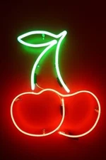 17" Two Cherries Acrylic Neon Sign Light Lamp Visual Beer Bar Glass Club JY
