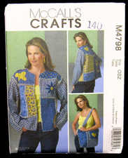 Chenille Jacket Tote Color Block Size 8 - 22 McCall's 4798 Uncut Pattern