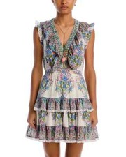 Bell L112927 Printed Multi Floral Rainey Floral Tiered Mini Dress Size S