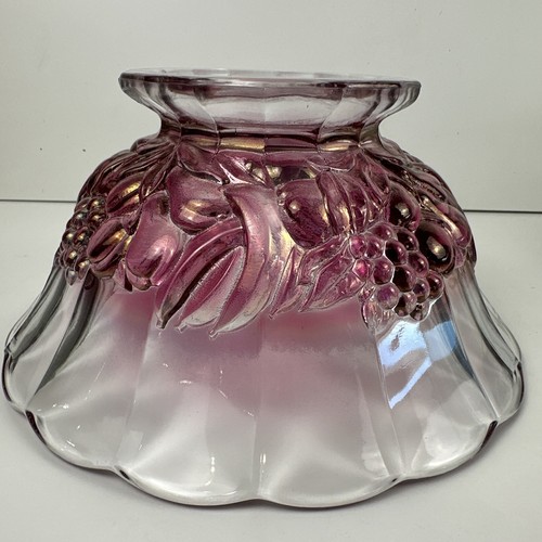 Art Deco Glass Footed Centerpiece Fruit Bowl Tulip Fluted Rim Cranberry - Picture 4 of 9