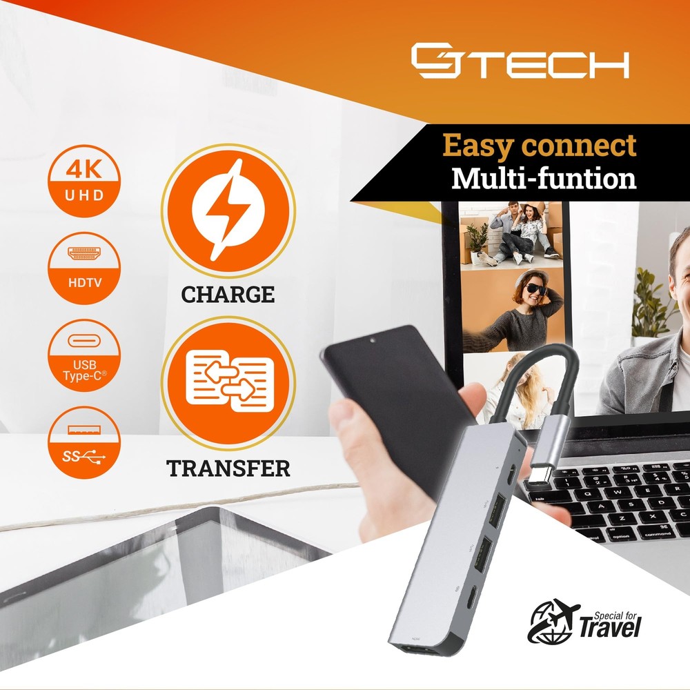 5-in-1 USB C Hub High-Speed Adapter for Laptop & 4K