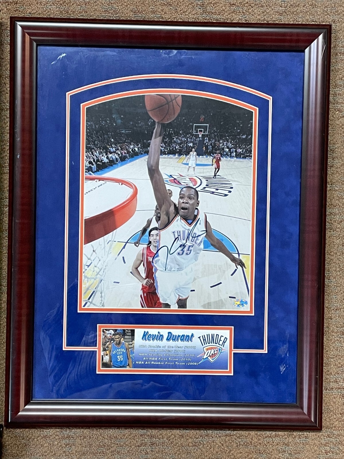 Kevin Durant Autograph 11x 14 Framed 20 x 25 PSA/DNA Certified