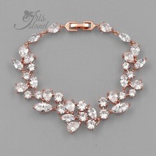 Tennis Bracelet Cubic Zirconia ROSE GOLD Plated Women Bridal Wedding Gift 07497