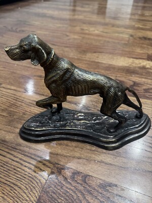 Vintage Large 12  Bronze Hunting Dog Figurine Sculpture Pointer Hound Setter