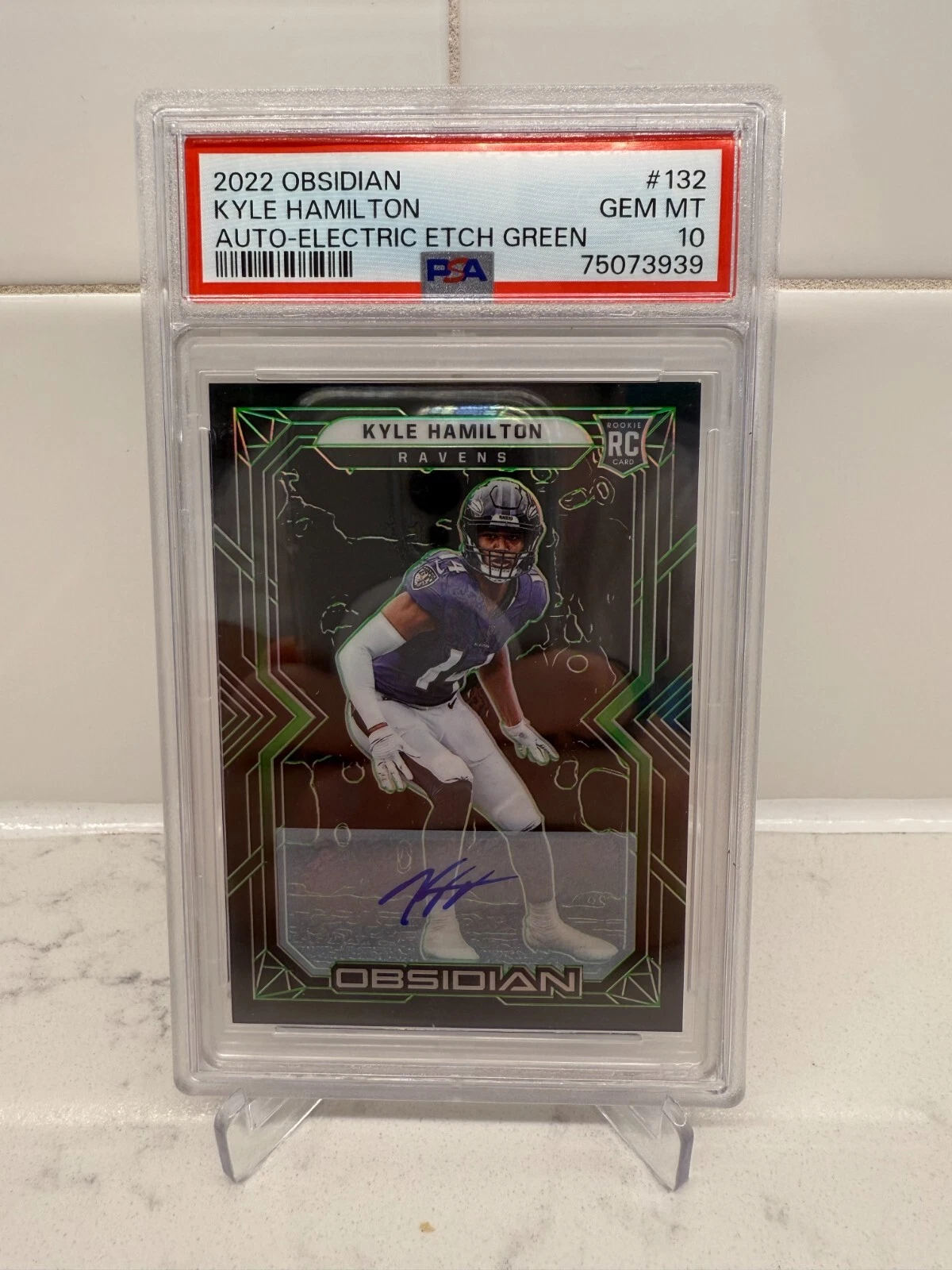 Kyle Hamilton Panini Obsidian #132 Autograph-Electric Etch Green