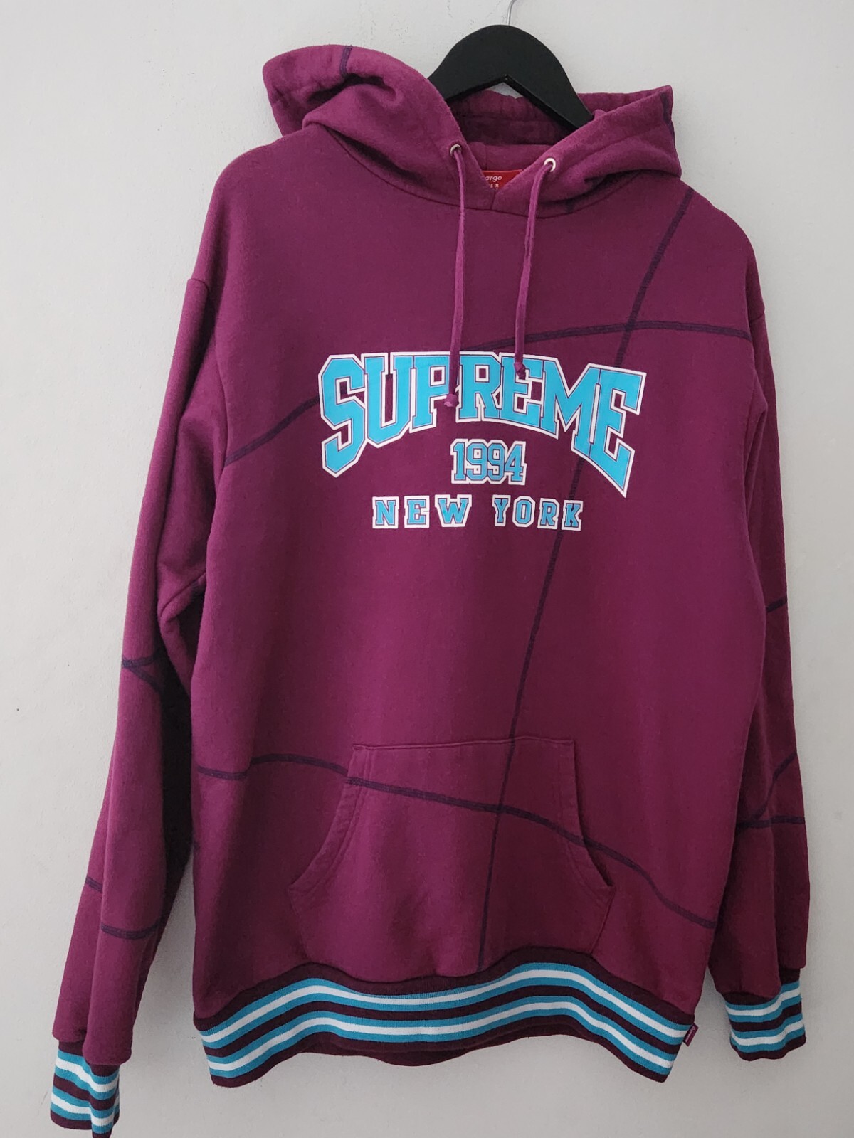 SS07 Supreme College Pullover hooded sweatshirt M Medium Violet hoodie vintage