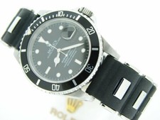 Rolex Submariner Mens Stainless Steel Watch Date Sub Black Strap Band 16610 5