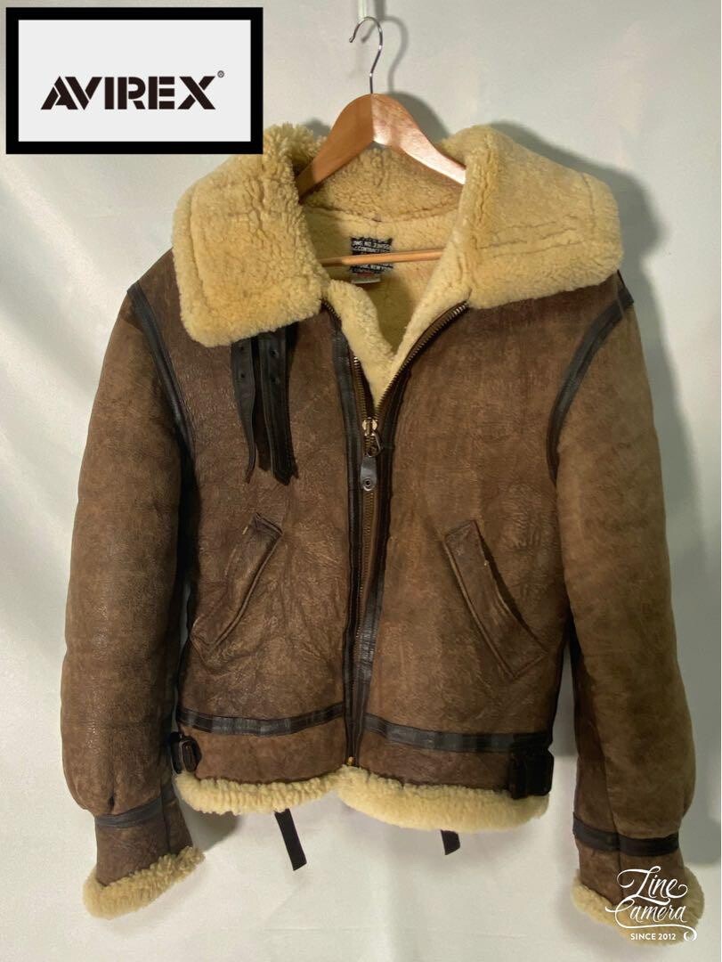 ＡＶＩＲＥＸ　Ｂ－３　３８ Avirex B-3 Men's Leather Mouton Flight Jacket Back Print