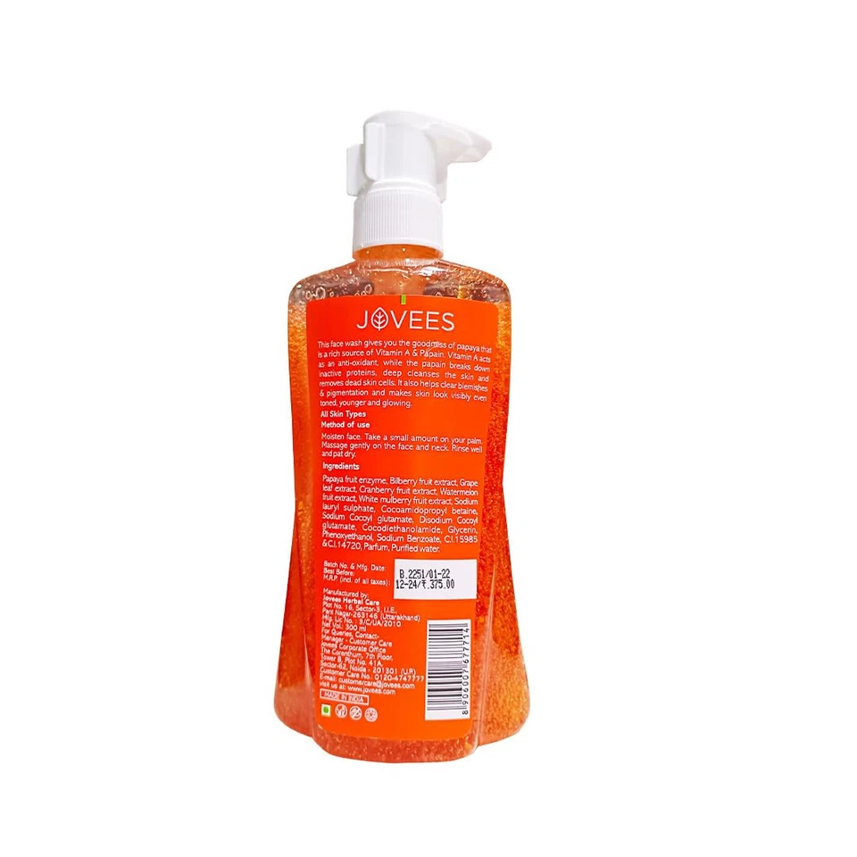 Jovees Herbal Papaya Face Wash For Women/Men, 300ml - Image 2 of 4