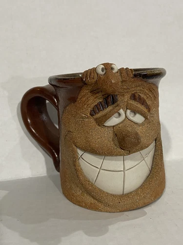 Studio Art Pottery Funny Face Mug Signed Vintage